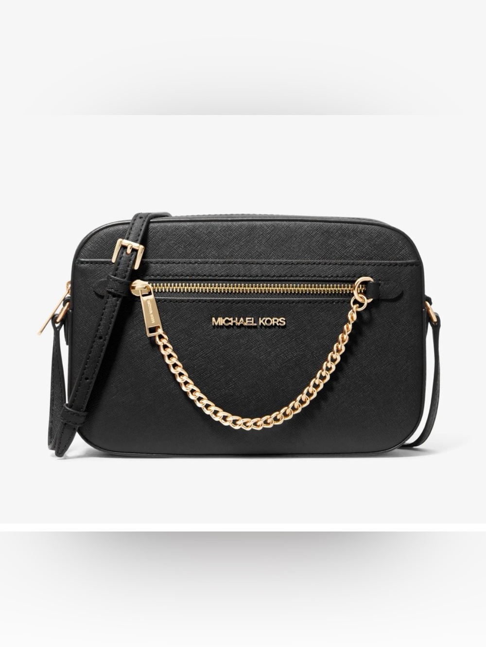 Michael Kors Jet Set Large Saffiano Leather CrossBody Bag with Gold Hardware